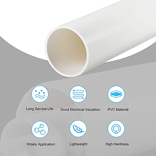 Meccanixity PVC Tubo redondo rígido 45,2mm ID 50mm OD 500mm Alto impacto branco para tubos de água, artesanato, decoração,