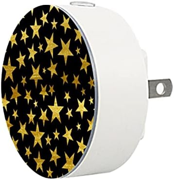 2 Pacote de plug-in Nightlight Night Night Light Black Background com estrelas com sensor de entardecer para o amanhecer