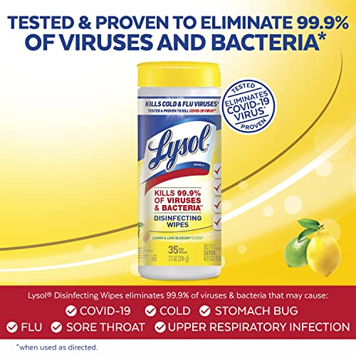 Lysol desinfetando lenços, limão e limão, branca 35 contagem