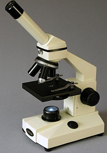 Microscópio monocular do composto AMSCOPE M100A, oculares wf10x e wf16x, ampliação 40x-640x, iluminação de tungstênio, campo