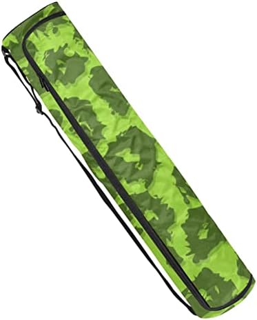 Bolsa de tapete de ioga ratgdn, padrão de leopardo verde Exercício de ioga transportadora de tape