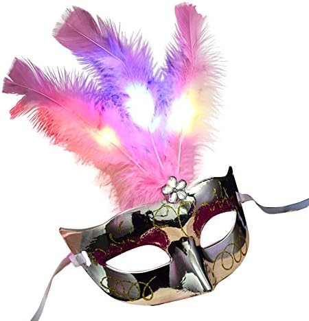 Máscaras de halloween para adultos mulheres venezianas máscara liderada máscara máscara máscara de máscara de máscara de penas