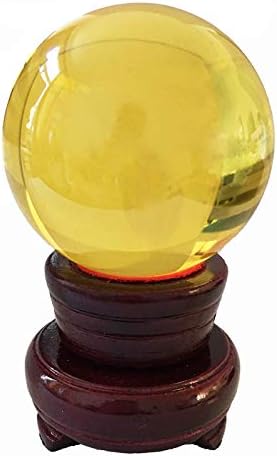 Zamtac 80mm 1pcs cristais de vidro com base de madeira Fengshui Crystal Balls Decoração Home -
