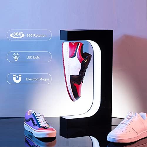 Dulicube Levitating Shoe Display Plataforma flutuante Tênis magnético Stand com suporte de acrílico rotativo para a luz LED para exibição de publicidade no Shop Shop Store Gift Home Decoration