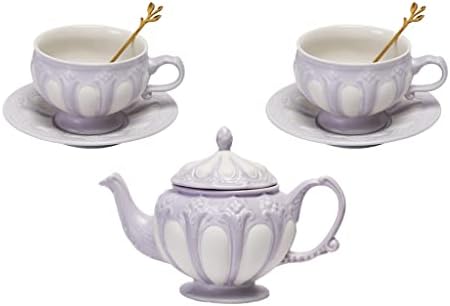 Conjuntos de chá de porcelana, com copos de chá e pires de chá de chá de chá e filtro de chá para chá/café, copo de café com cor de