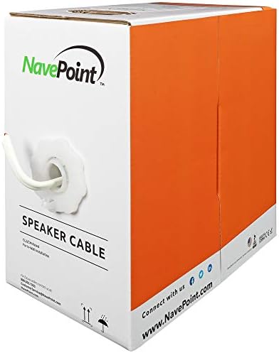 Navepoint 500 pés em parede de áudio -falante fio fio de cabo cl2 18/2 awg medidor 2 condutor branco a granel branco