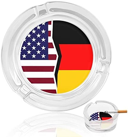 Os Estados Unidos e a Alemanha bandeiras redondas de cinzas de vidro para cigarros case fofa fumando bandeja de cinzas