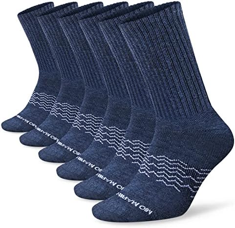 Mio Marino Mens Crew Socks Soas Premium Controle de umidade Algodão Algodão Algodão com suporte ARCH