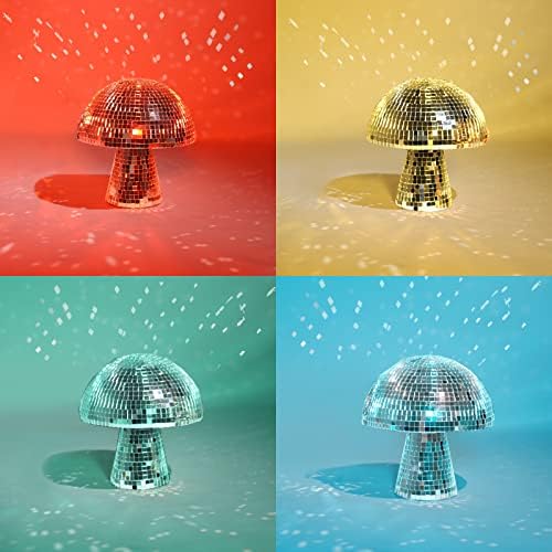 Bola de discoteca de cogumelos, bola de discoteca de espelho prateado, luzes de bola de discoteca refletora para festa, quarto, decoração