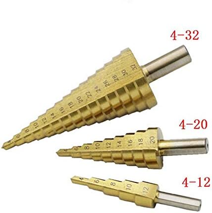 Broca de etapa tameco bit de 32 mm Triângulo Broca de trângulo 4-32mm/4-20mm/4-12mm Triangular Shank Brill Groove Spira Passo Triangular Pagoda Shape-