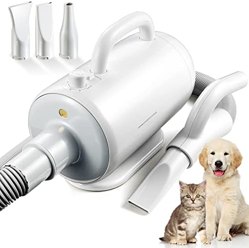 Secador de cabelo de cachorro, secador de sopro para cachorro para limpeza com velocidade ajustável e controle de temperatura