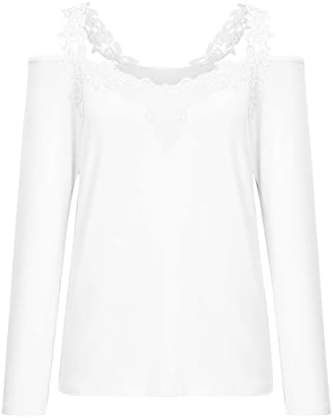 Meninas brancas de manga comprida 2023 roupas v lacta de pescoço modesto retchwork lounge camisa de outono de outono