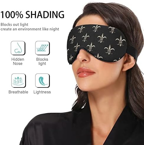 Máscara de olho do sono unissex Silver-Black-Fleur-de-Lis Night Sleeping Mask