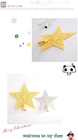 Decoração de árvore de Natal Riqingy Gold Star Gold/Silver Tree Topper Decoração de Natal Glitter de ouro de estrela de árvore brilhante