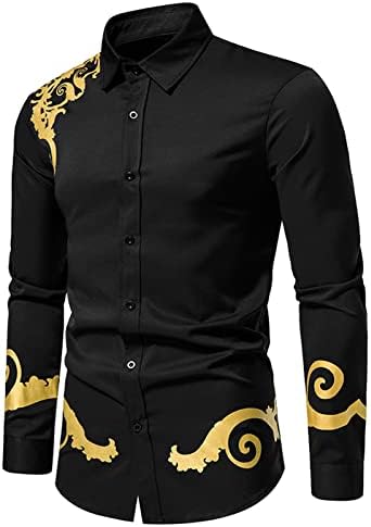 Camisas para masculinas mangas compridas moda bronzeamento de impressão de impressão Turndown Casual Casual Cardigan Blouse Tops