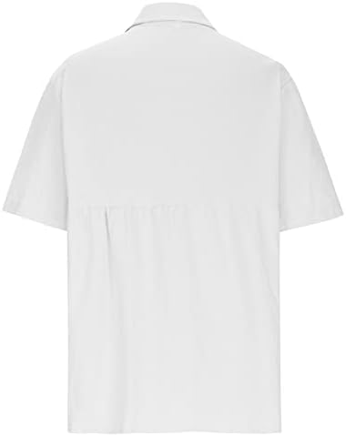 Camisas de botão feminina Camisetas algodão Blouses Short Slave Bloups V Túnicas casuais de pescoço Tamas estampadas florais Camiseta