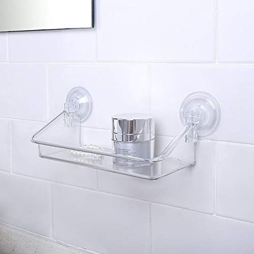 Prateleira de chuveiro klhhg, banheiro pequeno plástico claro sem perfuração prateleiras de armazenamento de parede de parede