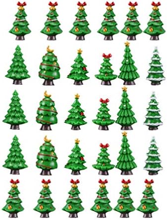 Ornamentos da natividade de Sewacc 30pcs resina miniatura árvore de Natal Mini figuras de árvore de natal Microlandscape Supplies Miniature