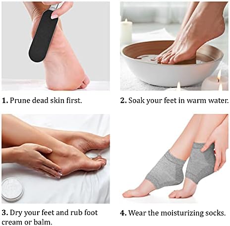 Meias de calcanhar hidratante com forro de gel macio para tratamento de pés rachados seco - hidratante unissex reutilizável