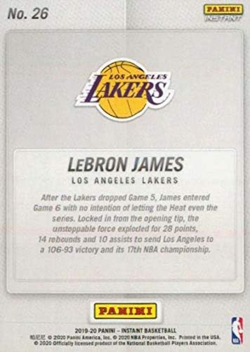 2019-20 Panini Los Angeles Lakers campeões da NBA #26 LeBron James Highlight Card Los Angeles Lakers NBA Basketball Trading Card