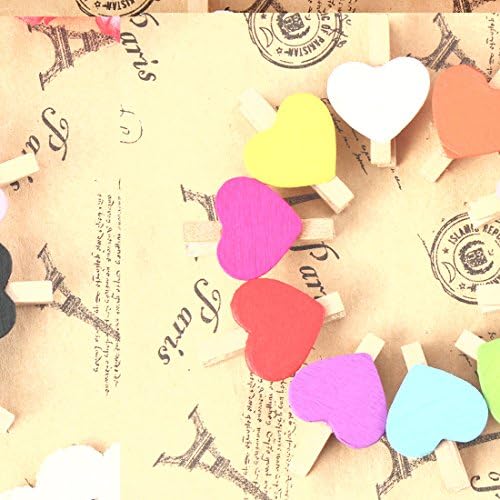 Uxcell Card Photo Papel Love Heart Crafts Spring Pegs Mini Arte plástica de madeira suples