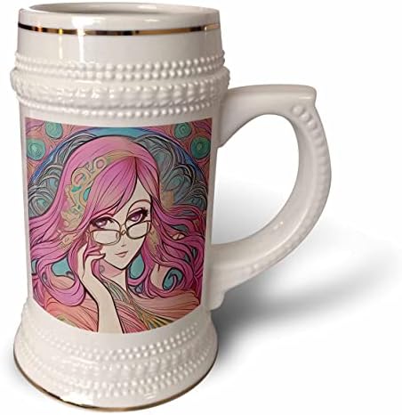 3drose Art Nouveau Mulher. Linda senhora olha por cima dela. - 22 onças de caneca