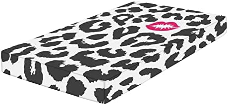 Folha de berço decorativo, Microfibra de microfibra sedosa folha de colchão macio de criança montada, 28 x 52 x 8 , lençol de bebês com estampa de animais de leopardo, para bebê ou criança, berçário de cama, vermelho preto branco preto