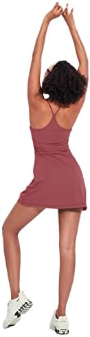 Vestido de treino de exercícios para mulheres com sutiã embutido e shorts sem mangas de tênis de tênis vestido atlético