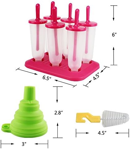 Moldes de picolé 3 conjuntos de gelo moldes de gelo fabricante com funil e pincel, 3 cores