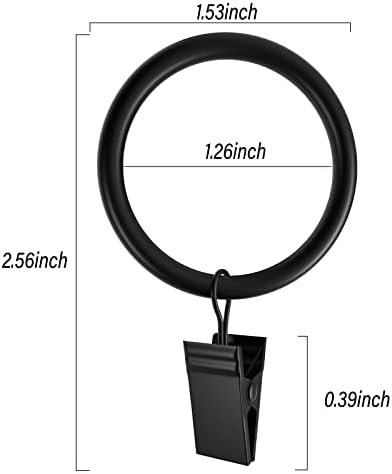 Homyplaza 24 anéis de cortina de embalagem com clipes, clipe de cortina pesada, hastes de tensão ganchos, ganchos de cortina