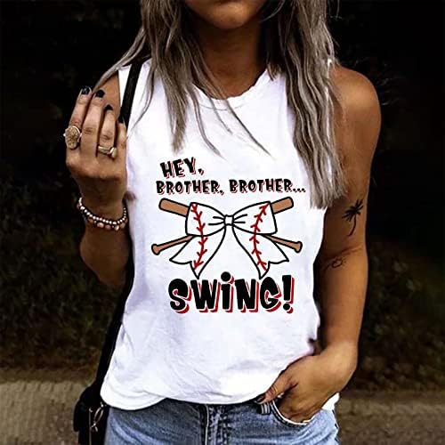 Baseball mama tampo tampo feminino feminino de camiseta casual camiseta sem mangas letra impressão de verão tops fofos