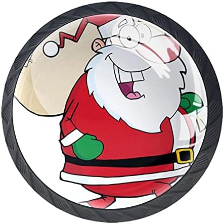 Kaido Cartoon Papai Noel e Padrões de Padrões de Agrícios Manças de 4 Peças Botão Redonda de Armário com parafusos Adequados