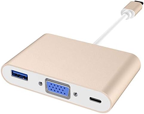 Cuxnoo USB C para VGA Adaptador, Multiportar Hub USB-C com carregamento rápido do tipo C PD 60W e USB 3.0 para USB-C Thunderbolt