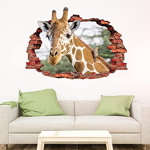 Girafa Decalque de parede engraçado - Arte de parede do sistema - impressão 3D Principal Home - Animal Giraffe Enfermeira