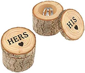 Conjunto de suoirblss de 2 anel de casamento de madeira de madeira impressa na caixa rústica da caixa de casamento portador
