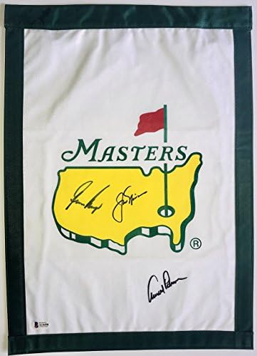 Bandeira de golfe de mestrado arnold Palmer Jack Nicklaus Gary Player assinou Big 3 Beckett PSA loa