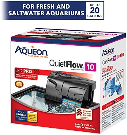 Aqueon Quietflow 10 LED Pro Aquarium Fish Tank Filtro para aquários de até 20 galões