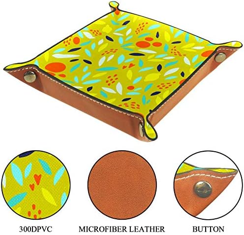 Limões de laranjas fofas e folhas Caixa de jóias de couro organizador para carteira, relógio, chave, moeda, telefone celular e armazenamento de equipamentos de escritório 16x16cm