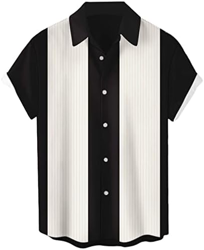 Botão de manga curta masculina Down Down Camisas de boliche vintage Camisetas havaianas camisa de praia impressa no verão