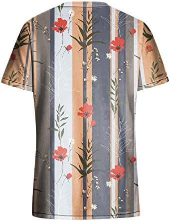 Camisas Hawaiianas Zefotim para Mulheres 2023 Manga Curta V Pescoço Floral Beach Boho Fashion Bloups Casual