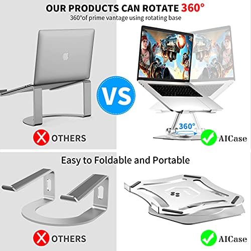 AICASE Laptop Stand para mesa, altura ajustável, suporte ergonômico do computador 360 para o laptop, laptop de alumínio elevada