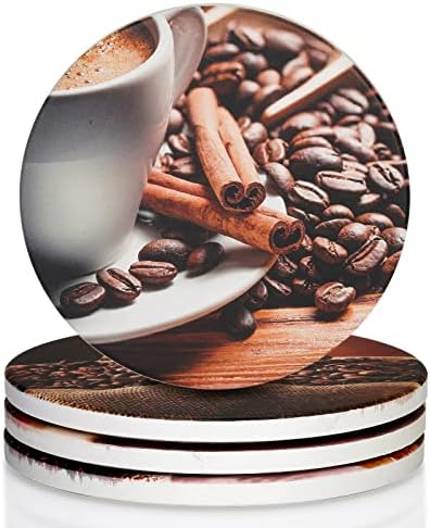 OHOK 4 PCS Coasters para bebidas, montanhas -russas absorventes montanhas -russas de mesa de cerâmica redondas Conjunto de café