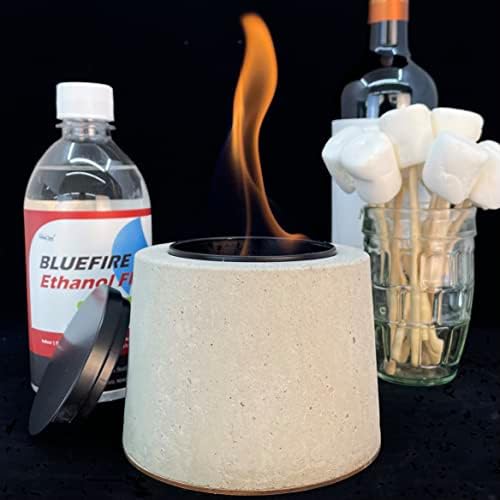 Fina e clara Manhattan Footp Fire Fire Pit - Bio de fogo de etanol artesanal, tigela de incêndio de concreto, mini lareira para interno e externo - fogão a combustível de etanol bio com tampa de extintor feita nos EUA