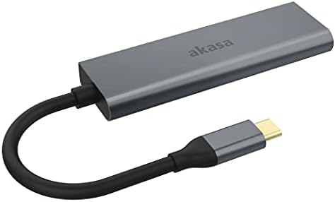 Akasa tipo C 4 Porta USB 3.0 Hub prata | Estação de ancoragem de acabamento em alumínio | Adaptador de várias portas USB 4