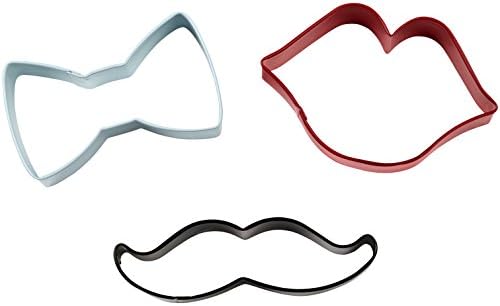 Wilton Cutters de biscoitos de 3 peças, gravata/bigode/lábios