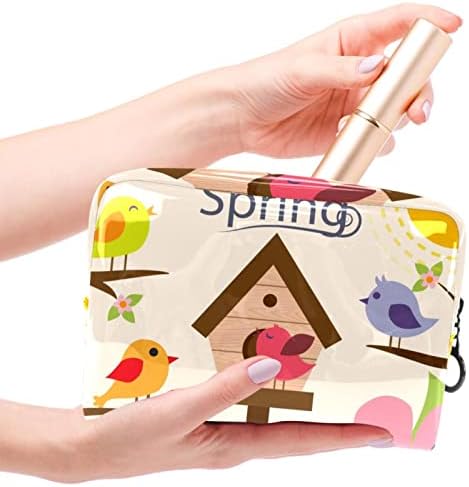 Tbouobt Bolsa cosmética para mulheres, bolsas de maquiagem Bolsa de higiene pessoal espaçosa Gift, WelCom Spring Bird