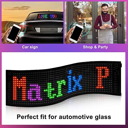 Hesimando 18,7 X4.7 LED SIGN para carro, sinal de LED controlado por aplicativo Bluetooth, sinal de LED programável