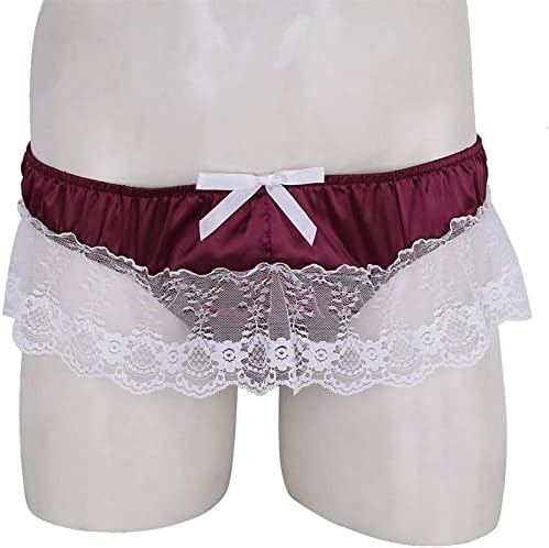 Jeshifangjiusu Men de Menina Floral Lace Roupa Crossdress Sissy bolsa G-String calcinha calcinha Sexy Maid Cosplay