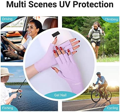 Airsee Anti -UV Luvas para lâmpada de unhas, luvas de proteção UV50+ UV para manicures Arte da unha, luvas sem dedos para mulheres