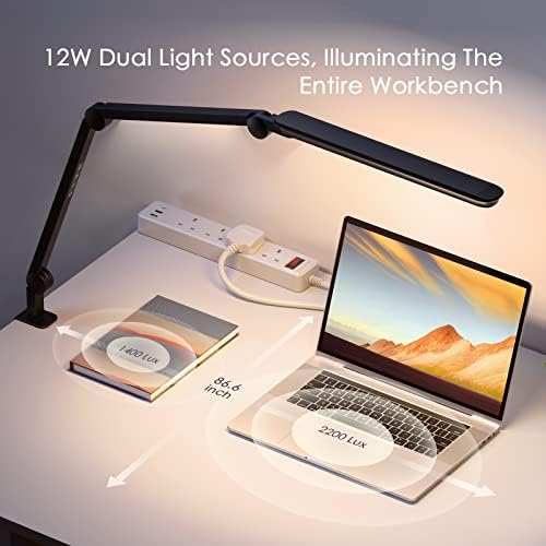 Lâmpada de mesa de litomia LED, luz flexível de mesa com grampo, lâmpadas de mesa de leitura para escritório em casa, luz dupla 25